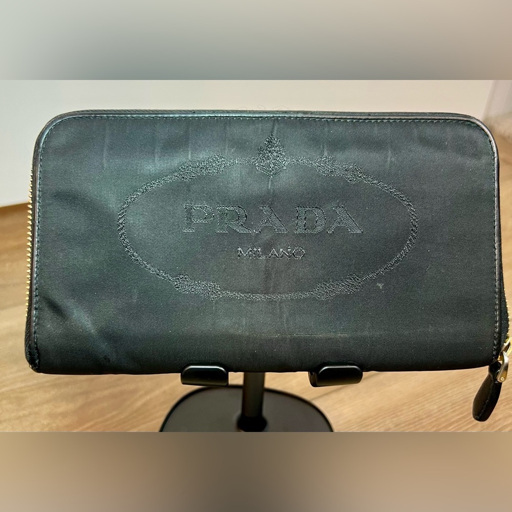 Prada Black Zippy Wallet in Nylon